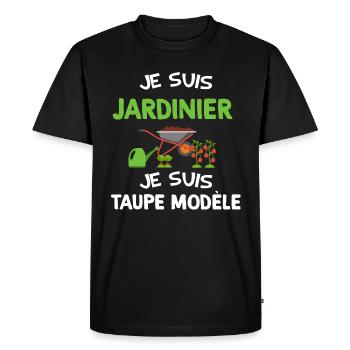 Je suis jardinier je suis taupe modèle Jardin - T-shirt Premium bio Homme - noir - Devant - Nico (187cm)