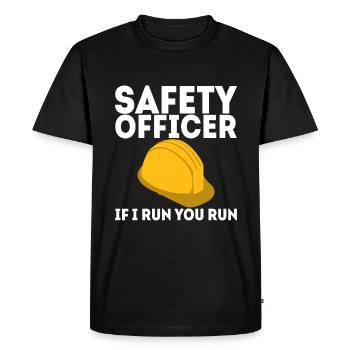 Safety Officer, If I Run You Run - Men's Premium Organic T-Shirt - black - Front - Nico (187cm)