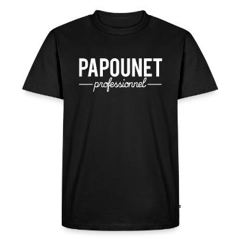 Papounet professionnel cadeau fête des pères - T-shirt Premium bio Homme - noir - Devant - Nico (187cm)