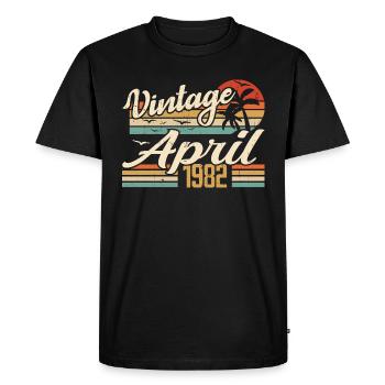 Avril 1982 Anniversaire Idée Cadeau Vintage 1982 - T-shirt Premium bio Homme - noir - Devant - Nico (187cm)