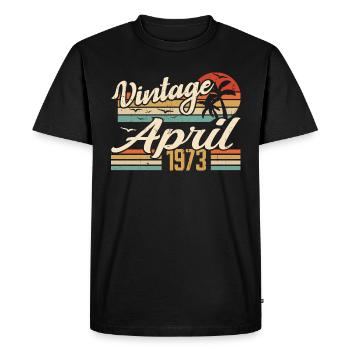 Avril 1973 Anniversaire Idée Cadeau Vintage 1973 - T-shirt Premium bio Homme - noir - Devant - Nico (187cm)
