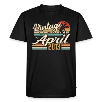 Avril 2013 Anniversaire Idée Cadeau Vintage 2013 - T-shirt Premium bio Homme - noir - Devant - Nico (187cm)