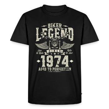 Légende des motards depuis 1974 - T-shirt Premium bio Homme - noir - Devant - Nico (187cm)