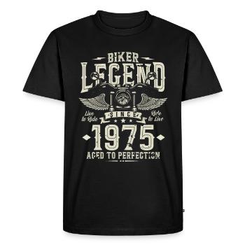 Légende des motards depuis 1975 - T-shirt Premium bio Homme - noir - Devant - Nico (187cm)