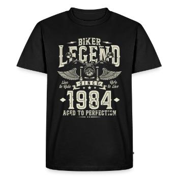 Légende du motard depuis 1984 - T-shirt Premium bio Homme - noir - Devant - Nico (187cm)