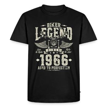 Légende du motard depuis 1966 - T-shirt Premium bio Homme - noir - Devant - Nico (187cm)