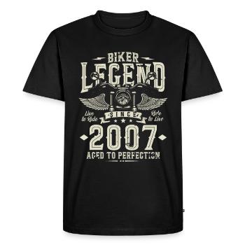 Légende du motard depuis 2007 - T-shirt Premium bio Homme - noir - Devant - Nico (187cm)