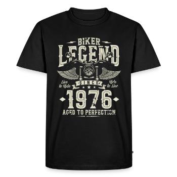 Biker Legende seit 1976 - Männer Premium Bio T-Shirt - Schwarz - Vorne - Nico (187cm)