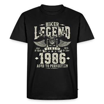Légende du motard depuis 1986 - T-shirt Premium bio Homme - noir - Devant - Nico (187cm)
