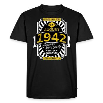 1942 AUGUST - Men's Premium Organic T-Shirt - black - Front - Nico (187cm)