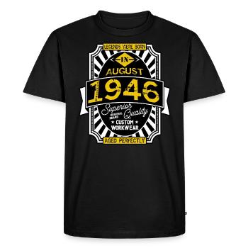 1946 AUGUST - Men's Premium Organic T-Shirt - black - Front - Nico (187cm)