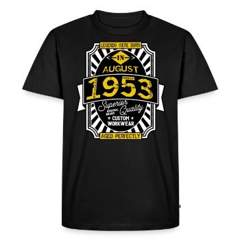 1953 AUGUST - Men's Premium Organic T-Shirt - black - Front - Nico (187cm)