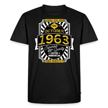 1963 OCTOBER - Men's Premium Organic T-Shirt - black - Front - Nico (187cm)