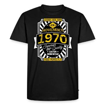 1970 NOVEMBER - T-shirt Premium bio Homme - noir - Devant - Nico (187cm)