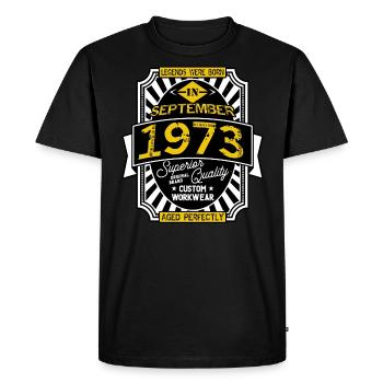 1973 SEPTEMBER - Men's Premium Organic T-Shirt - black - Front - Nico (187cm)