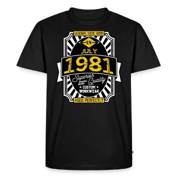 1981 JULI - Männer Premium Bio T-Shirt - Schwarz - Vorne - Nico (187cm)