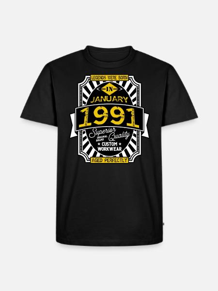 1991 JANUARY - Men's Premium Organic T-Shirt - black