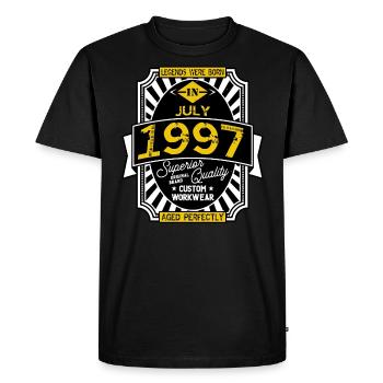 1997 JULI - Männer Premium Bio T-Shirt - Schwarz - Vorne - Nico (187cm)