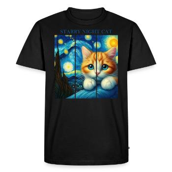 Starry Night Cat - Men's Premium Organic T-Shirt - black - Front - Nico (187cm)