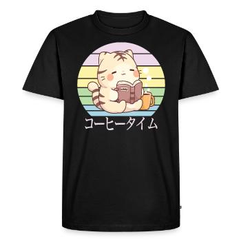 Chat kawaii mignon japonais dood - T-shirt Premium bio Homme - noir - Devant - Nico (187cm)