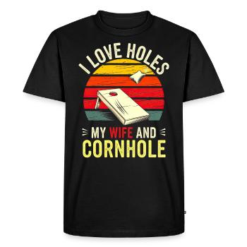 Humour Homme Mari Joueur De Cornhole - T-shirt Premium bio Homme - noir - Devant - Nico (187cm)