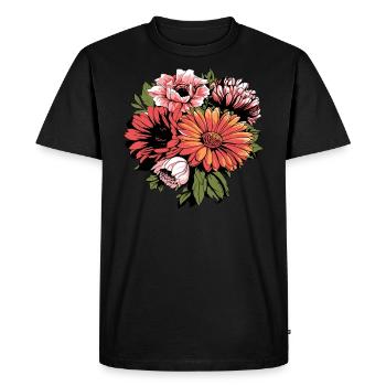 Fleurs en bouquet coloré - T-shirt Premium bio Homme - noir - Devant - Nico (187cm)