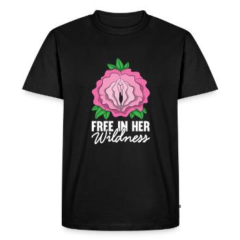 Libre dans sa chemise sauvage Flower Vagin Rose - T-shirt Premium bio Homme - noir - Devant - Nico (187cm)