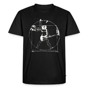 Vitruvian Man Guitar Shirt Da Vinci Guitarist - Men's Premium Organic T-Shirt - black - Front - Nico (187cm)