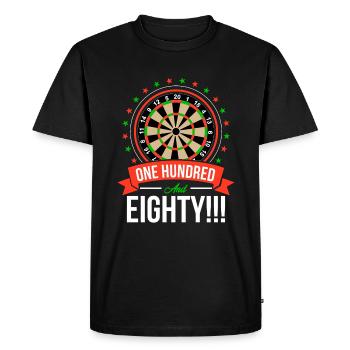 180 Without Hundred And Eighty | Dart Gifts Darts - Men's Premium Organic T-Shirt - black - Front - Nico (187cm)