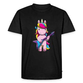 Licorne Guitare électrique Girl Band Rock Horse Singer - T-shirt Premium bio Homme - noir - Devant - Nico (187cm)