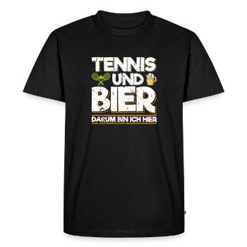Tennis et bière C’est pourquoi Je Suis Ici Tennis Proverbes - T-shirt Premium bio Homme - noir - Devant - Nico (187cm)
