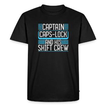 Captain Caps-Lock Joueur amusant - T-shirt Premium bio Homme - noir - Devant - Nico (187cm)