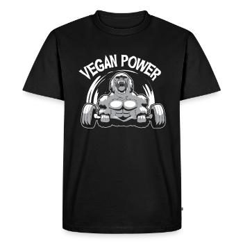 Puissance végétalienne - T-shirt Premium bio Homme - noir - Devant - Nico (187cm)