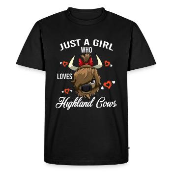 Juste une fille qui aime les vaches Highland Bovins Highland - T-shirt Premium bio Homme - noir - Devant - Nico (187cm)