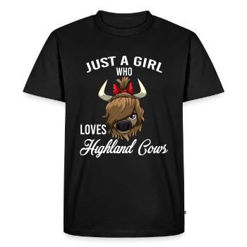Juste une fille qui aime les vaches Highland Bovins Highland - T-shirt Premium bio Homme - noir - Devant - Nico (187cm)