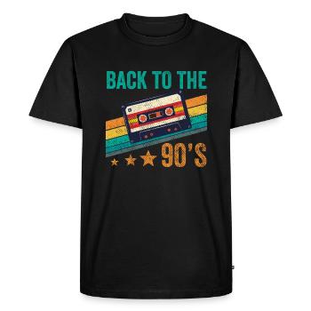 Back to the 90s années 90 Mottoparty cassette - T-shirt Premium bio Homme - noir - Devant - Nico (187cm)