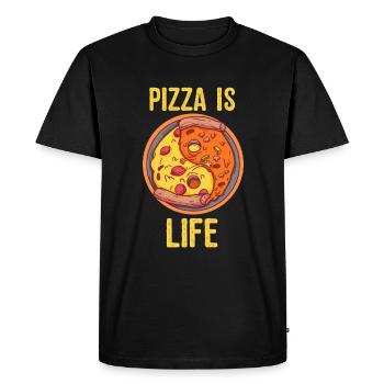 La pizza est la vie Couple Ying & Yang Couple Pizzeria - T-shirt Premium bio Homme - noir - Devant - Nico (187cm)