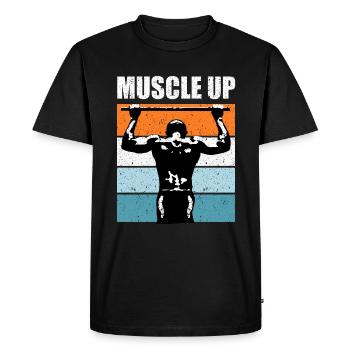 Calisthenics Chinup Pull Up Muscle Up - Men's Premium Organic T-Shirt - black - Front - Nico (187cm)