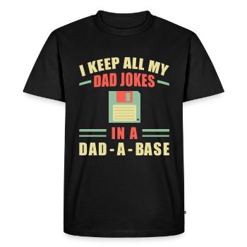 I Keep All My Dad Jokes In A Dad-a-base - Bad Puns - Men's Premium Organic T-Shirt - black - Front - Nico (187cm)