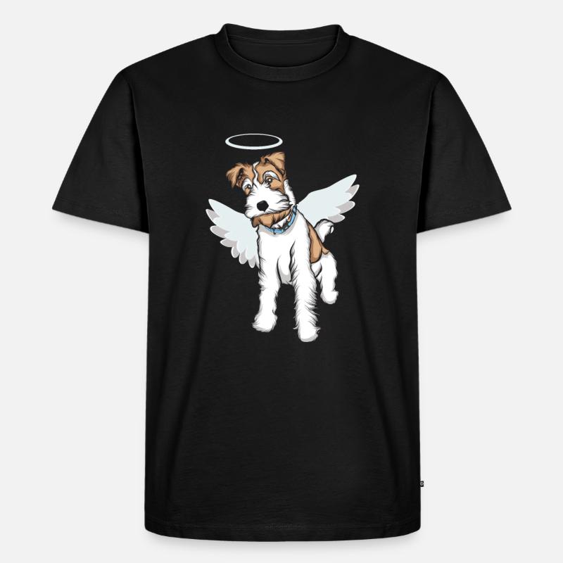 Foxterrier Drahthaar Engel | Foxterrier T-Shirt - Männer Premium Bio T-Shirt - Schwarz