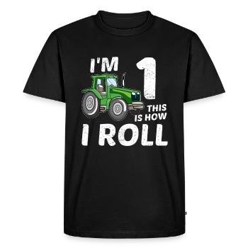 Je suis 1 an 1. Tracteur anniversaire tracteur - T-shirt Premium bio Homme - noir - Devant - Nico (187cm)
