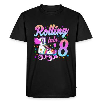 Children's Birthday Shirt 8th Birthday Roller Skates - Men's Premium Organic T-Shirt - black - Front - Nico (187cm)