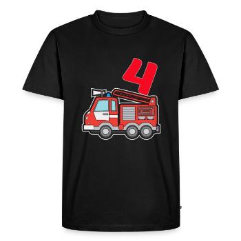 J’ai 4 | 4ème anniversaire pompiers garçons - T-shirt Premium bio Homme - noir - Devant - Nico (187cm)