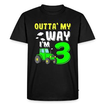 Attention I am 3 | 3rd Children's Birthday Tractor - Men's Premium Organic T-Shirt - black - Front - Nico (187cm)