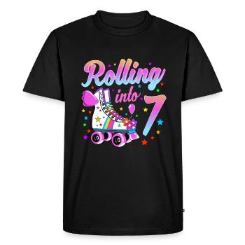 Children's Birthday Shirt 7th Birthday Roller Skates - Men's Premium Organic T-Shirt - black - Front - Nico (187cm)