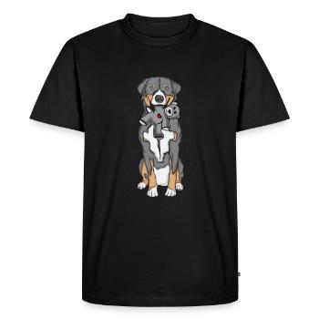 Appenzeller Sennenhund avec animal en peluche - T-shirt Premium bio Homme - noir - Devant - Nico (187cm)