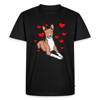 Basenji avec des cœurs - T-shirt Premium bio Homme - noir - Devant - Nico (187cm)