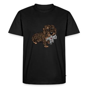 Teckel teckel tilleu chien de blaireau | Teckel aux cheveux rugueux - T-shirt Premium bio Homme - noir - Devant - Nico (187cm)