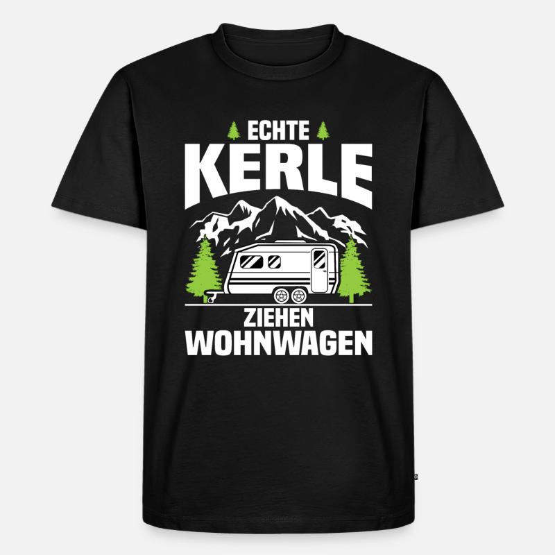 Echte Kerle ziehen Wohnwagen - Männer Premium Bio T-Shirt - Schwarz