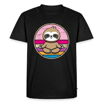 Paresseux Namaste Méditation Yoga Chakra Pilates - T-shirt Premium bio Homme - noir - Devant - Nico (187cm)